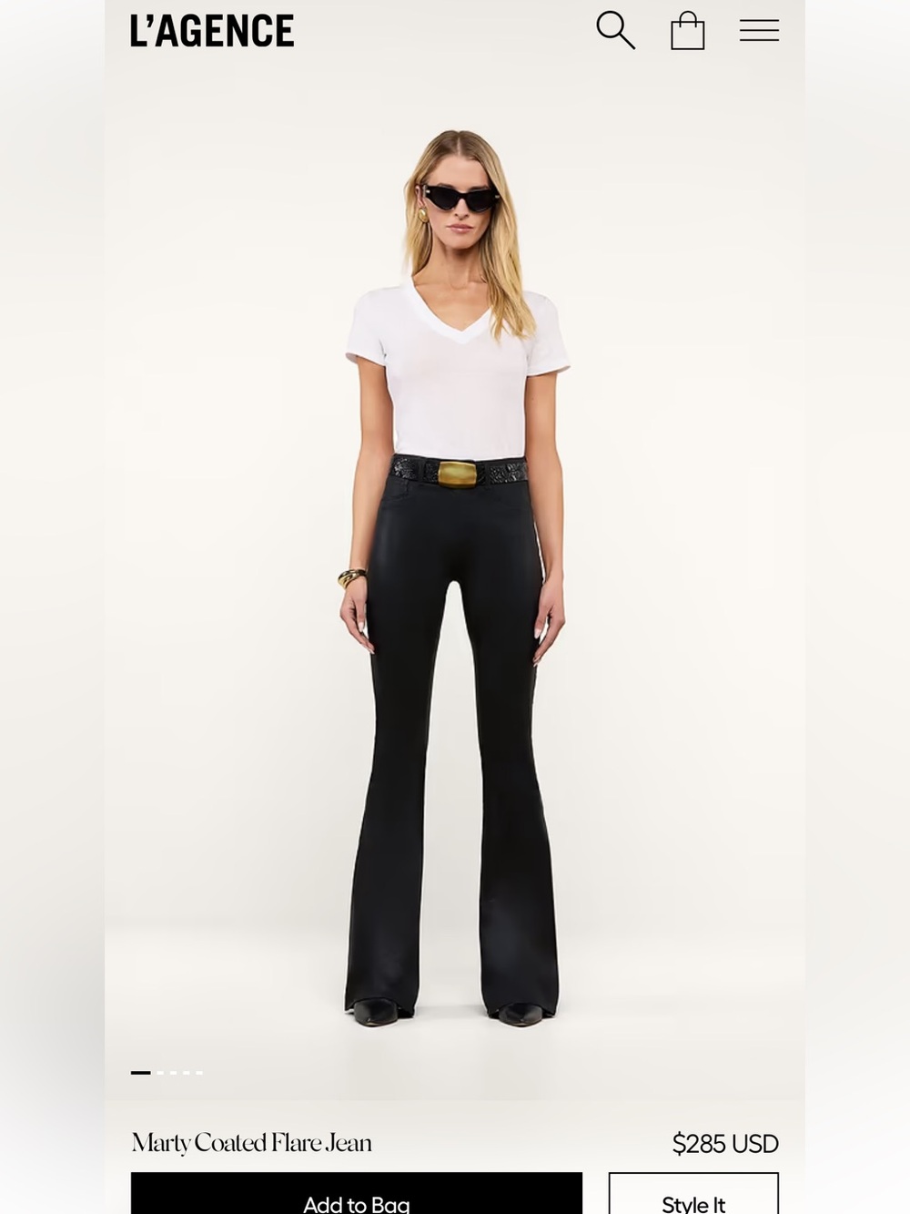 L’AGENCE Marty Coated Flare Jean Size 26